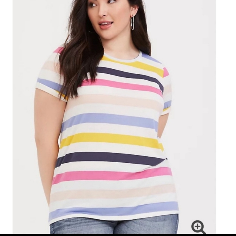 Torrid Multi Stripe Colored Short Sleeved Shirt